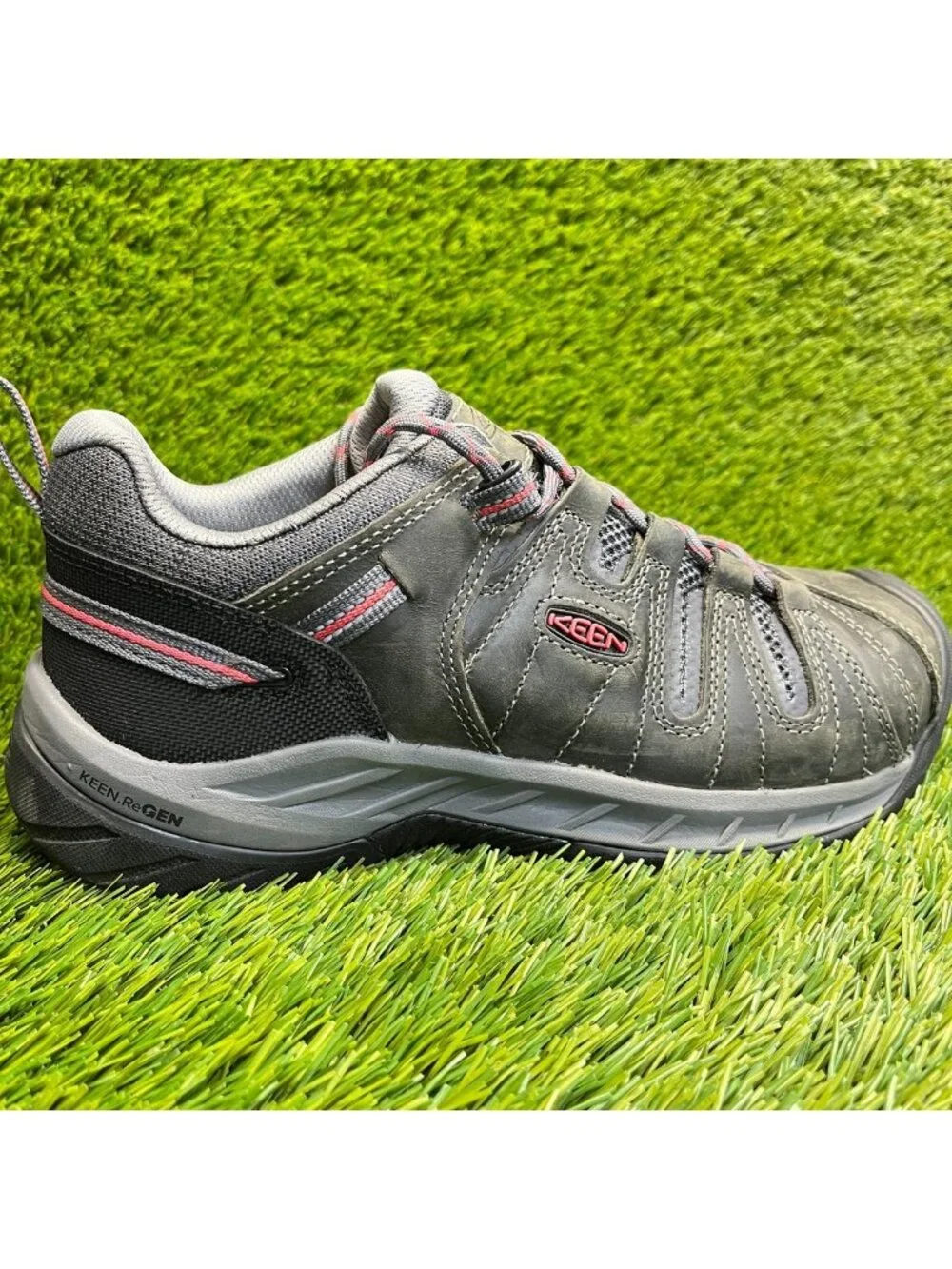 Keen Utility Flint II Low Womens Size 8.5 Gray Black Steel Toe Safety Work Shoes